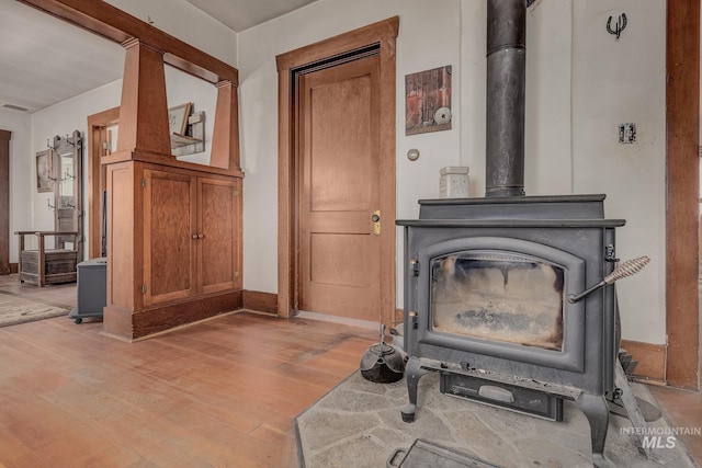 1507 Scheloske Rd, Weiser, ID 83672 - detailed view of wood finished floors and a wood stove