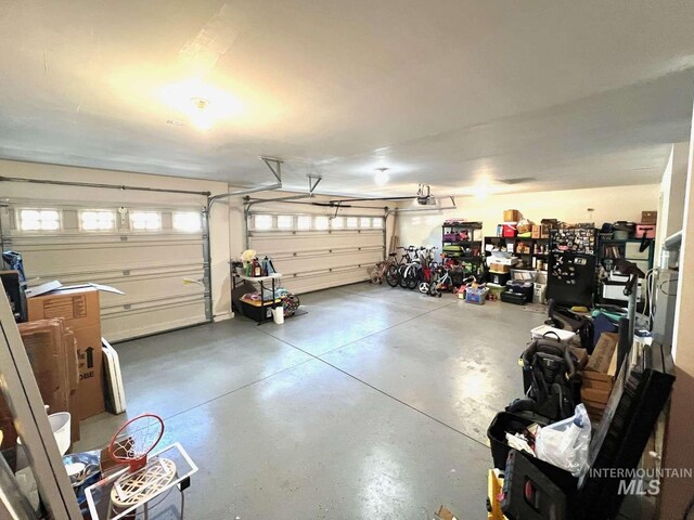 garage with a garage door opener