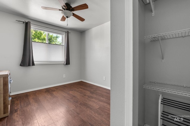 13771/2 Poplar, Clarkston, WA 99403 - unfurnished bedroom with wood finished floors, baseboards, and ceiling fan