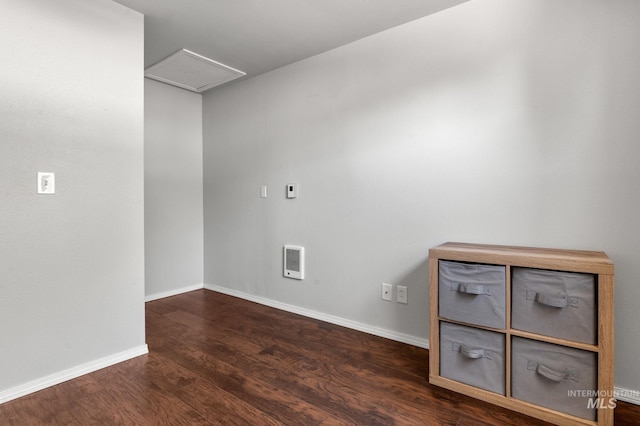 13771/2 Poplar, Clarkston, WA 99403 - empty room featuring wood finished floors, heating unit, baseboards, and attic access