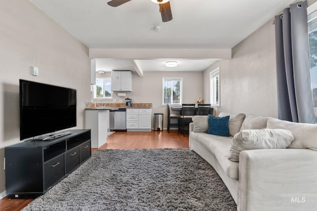 13771/2 Poplar, Clarkston, WA 99403 - living area featuring light wood finished floors, ceiling fan, and plenty of natural light