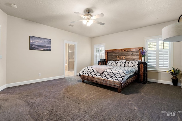 6114 N Cape Arago Pl, Boise, ID 83714 - carpeted bedroom featuring baseboards, ceiling fan, and ensuite bath