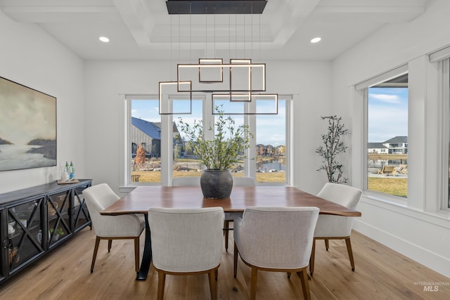 dining room with an inviting chandelier, light hardwood / wood-style flooring, and plenty of natural light