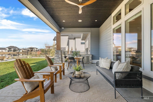 view of patio / terrace featuring outdoor lounge area and ceiling fan