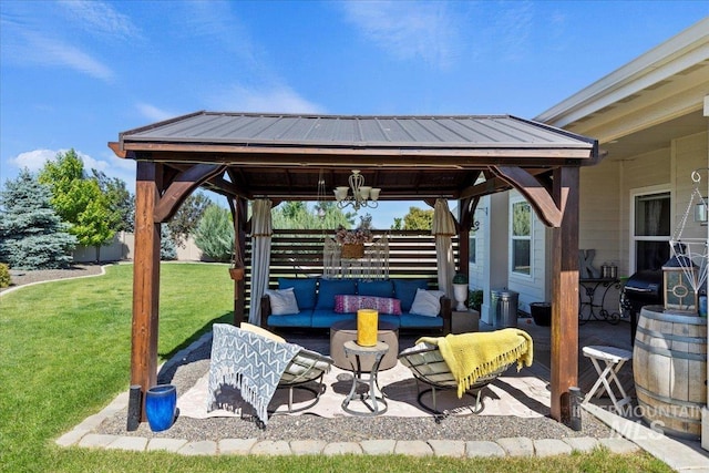 2033 E Whitetail St, Kuna, ID 83634 - view of patio / terrace featuring a gazebo and an outdoor living space