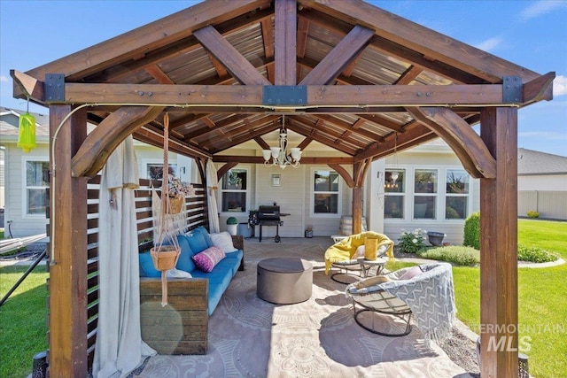 2033 E Whitetail St, Kuna, ID 83634 - view of patio with a grill and a gazebo
