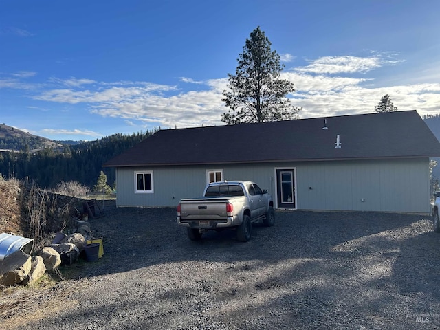 exterior space featuring a mountain view