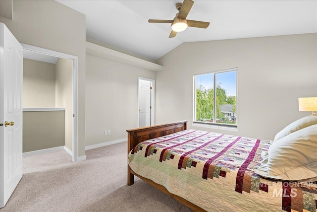 1400 W Florida Ave, Nampa, ID 83686 - bedroom featuring carpet flooring, lofted ceiling, baseboards, and ceiling fan