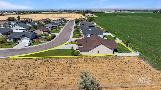 bird's eye view featuring a rural view