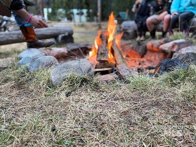 exterior details with a fire pit