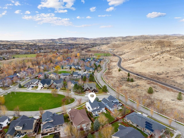 bird's eye view with a mountain view