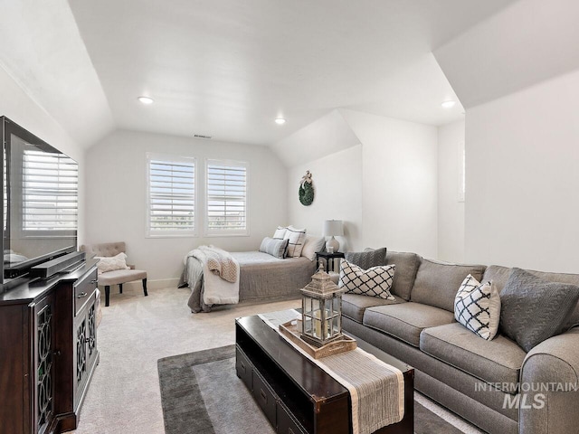 1305 N Big Star Pl, Eagle, ID 83616 - living area with lofted ceiling, light colored carpet, and recessed lighting