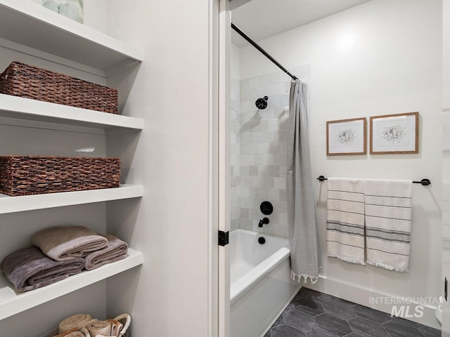 1305 N Big Star Pl, Eagle, ID 83616 - bathroom featuring shower / bath combo and tile patterned floors