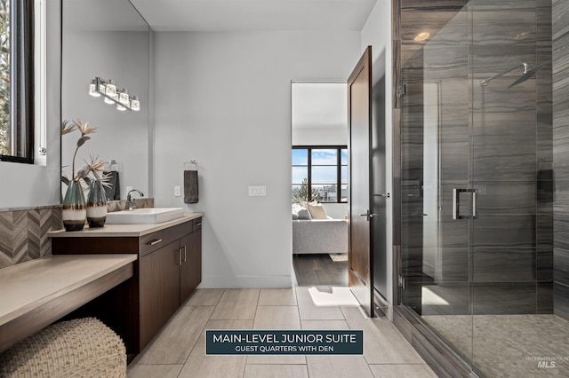 510 W Paso Fino Dr, Boise, ID 83702 - bathroom with vanity and an enclosed shower