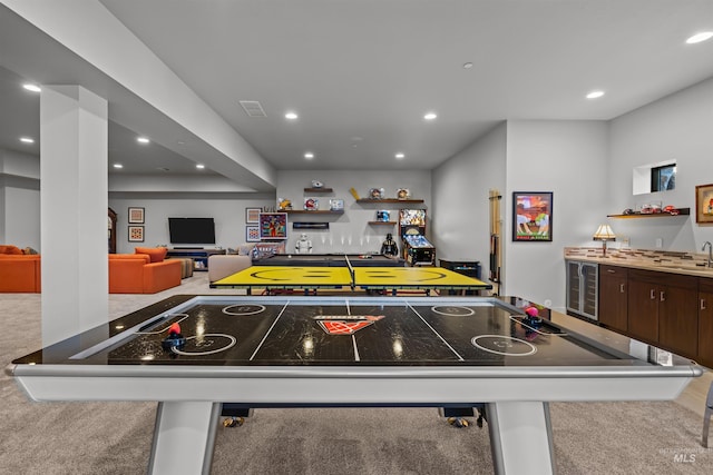 510 W Paso Fino Dr, Boise, ID 83702 - game room with wine cooler, carpet flooring, and wet bar