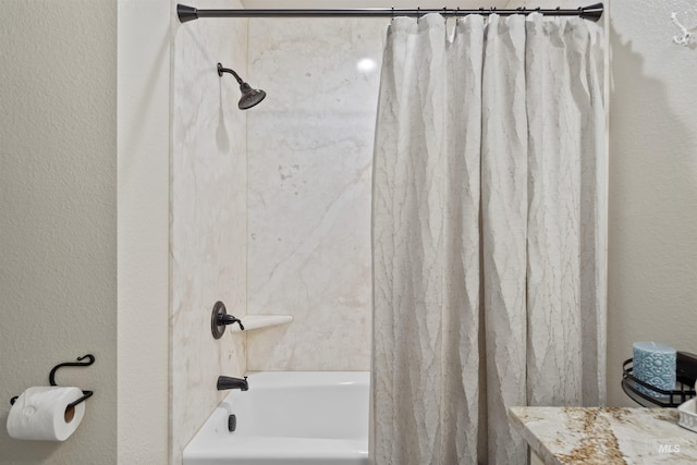 5609 Landsdown Ave, Caldwell, ID 83607 - full bathroom with shower / tub combo with curtain and a textured wall