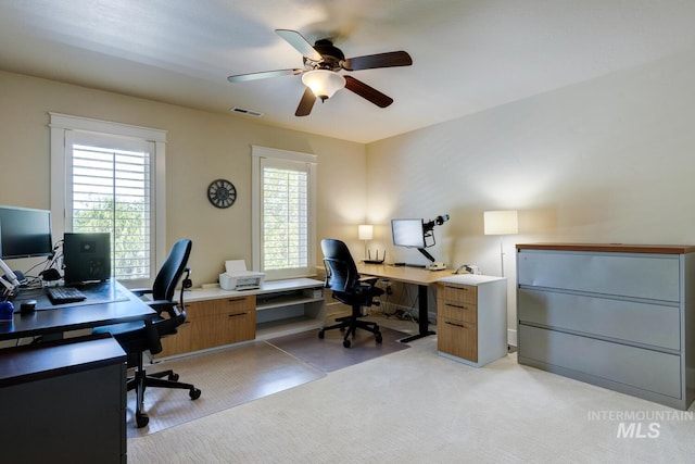 2581 N Tricia Way, Meridian, ID 83646 - office with ceiling fan and light colored carpet