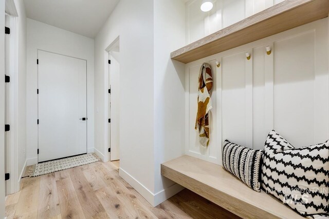 mudroom featuring light hardwood / wood-style floors