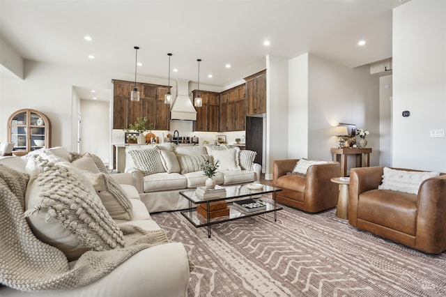 living room with sink