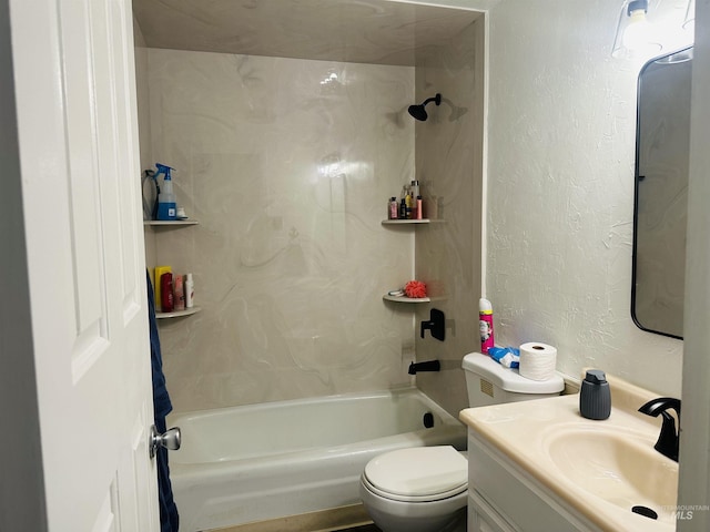 2901 Almo Ave, Burley, ID 83318 - full bathroom featuring shower / bath combination, vanity, toilet, and a textured wall