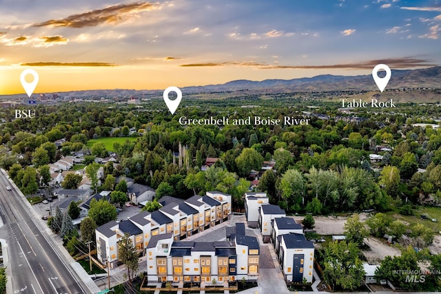 2031 S Makar Ln, Boise, ID 83706 - aerial view at dusk of a mountain view and view of wooded area