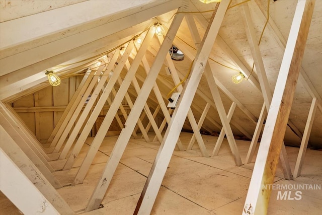 view of unfinished attic