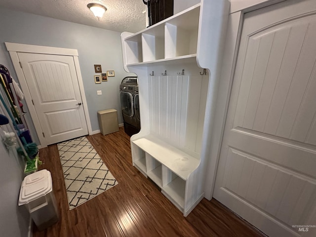 805 W Arbor Pointe Way, Nampa, ID 83686 - mudroom featuring washing machine and dryer, wood finished floors, a textured ceiling, and baseboards