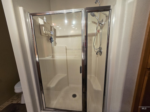 1230 Ellis Ave, Orofino, ID 83544 - full bathroom with toilet, a stall shower, and tile patterned floors