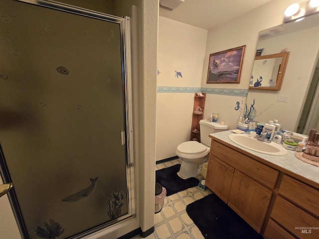 1230 Ellis Ave, Orofino, ID 83544 - bathroom featuring a shower stall, vanity, and toilet