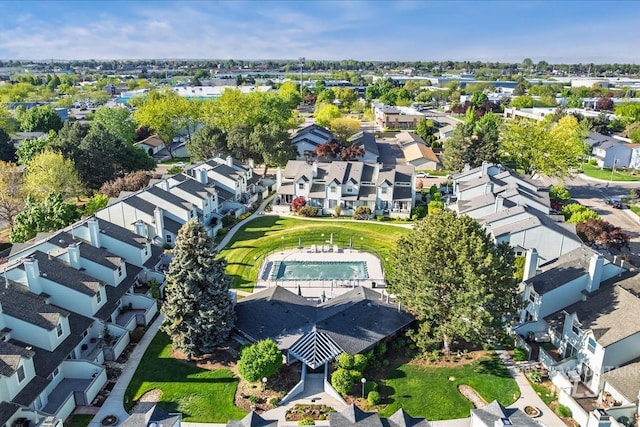 drone / aerial view with a residential view