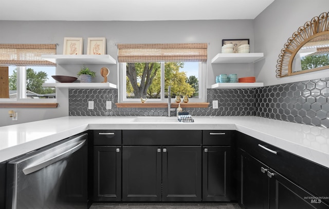 2906 W Kathryn St, Boise, ID 83705 - kitchen featuring stainless steel dishwasher, open shelves, healthy amount of natural light, and a sink