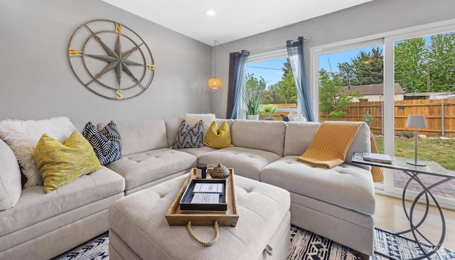 2906 W Kathryn St, Boise, ID 83705 - living area featuring wood finished floors, recessed lighting, and vaulted ceiling