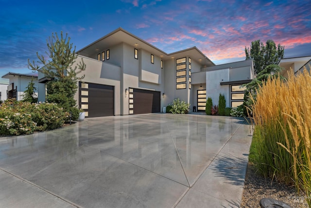 contemporary home with a garage