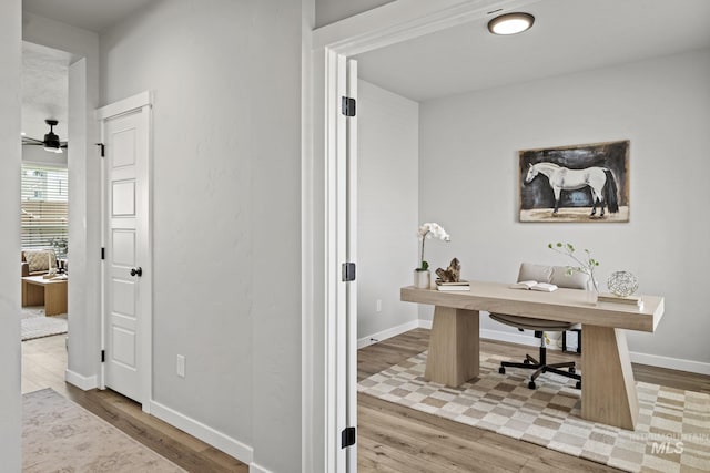 10061 W La Jolla Dr, Boise, ID 83709 - office area featuring wood finished floors and a ceiling fan