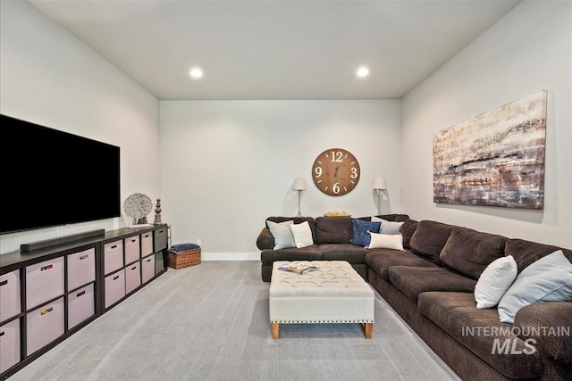 2165 N Luge Ave, Eagle, ID 83616 - living room featuring light carpet, recessed lighting, and baseboards