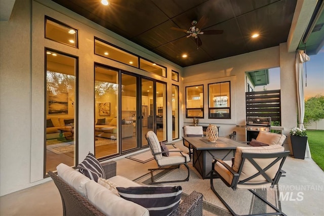 2165 N Luge Ave, Eagle, ID 83616 - view of patio / terrace with ceiling fan and an outdoor hangout area