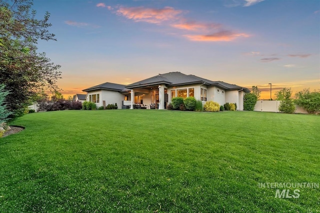 2165 N Luge Ave, Eagle, ID 83616 - view of front facade featuring stucco siding, ceiling fan, and a patio
