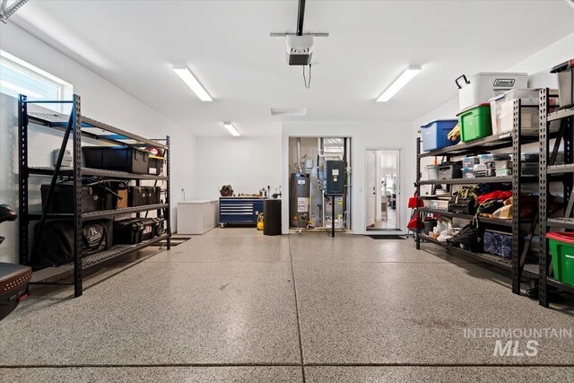 garage with water heater