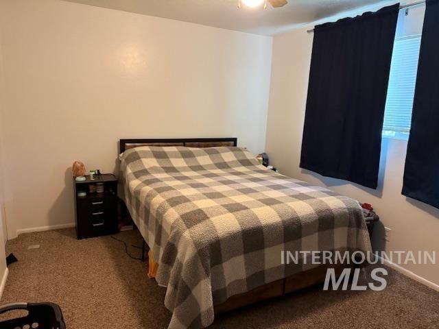 bedroom with carpet and ceiling fan