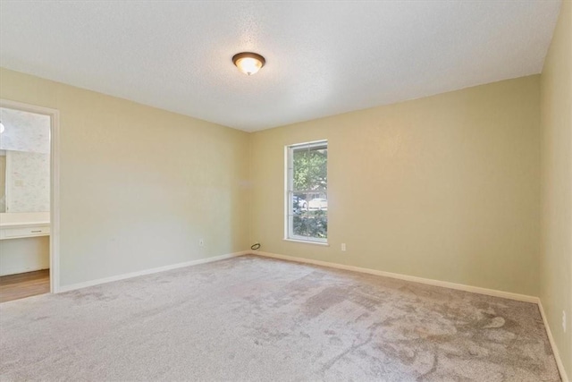 spare room with light colored carpet and a textured ceiling