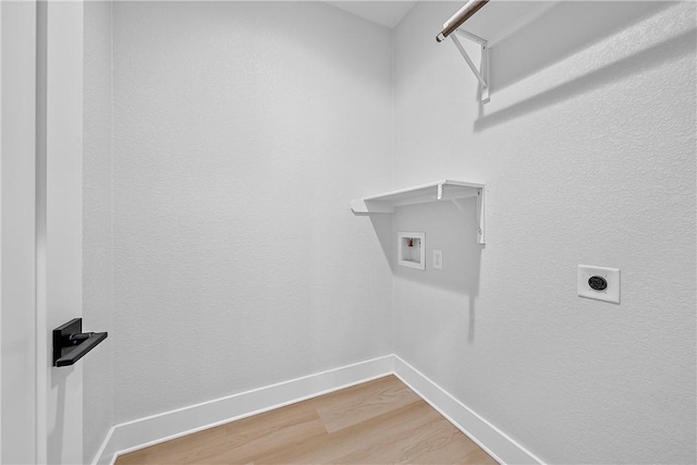 laundry area with electric dryer hookup, wood-type flooring, and hookup for a washing machine