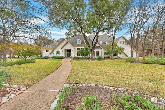 view of front facade featuring a front yard