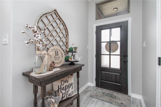 foyer entrance featuring light wood-type flooring