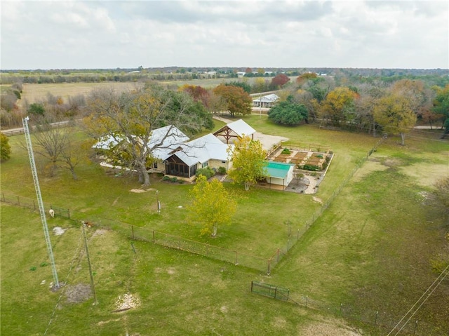 drone / aerial view with a rural view