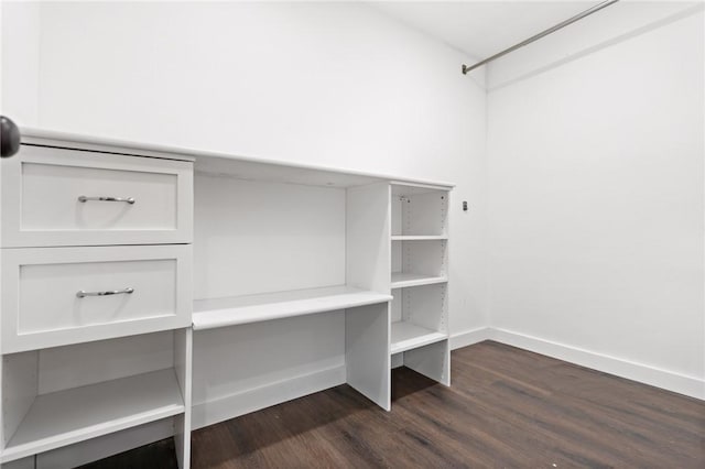 spacious closet featuring dark hardwood / wood-style floors