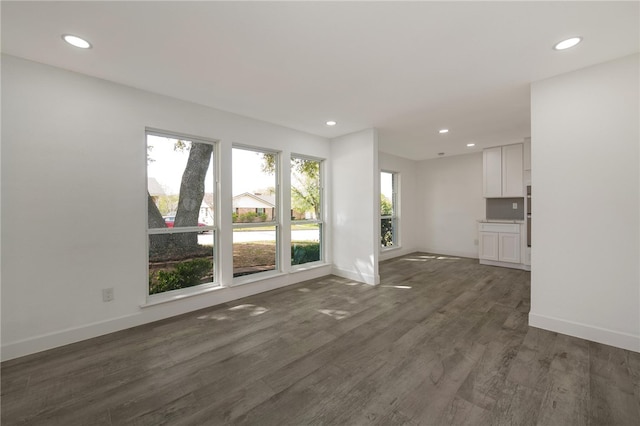 unfurnished living room with dark hardwood / wood-style floors