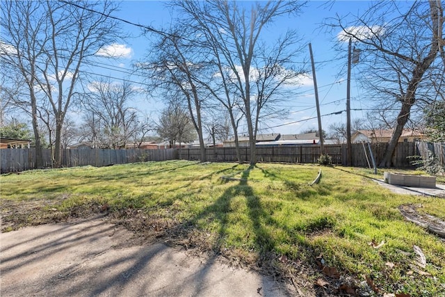 view of yard featuring a fenced backyard