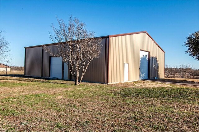 exterior space with a storage shed