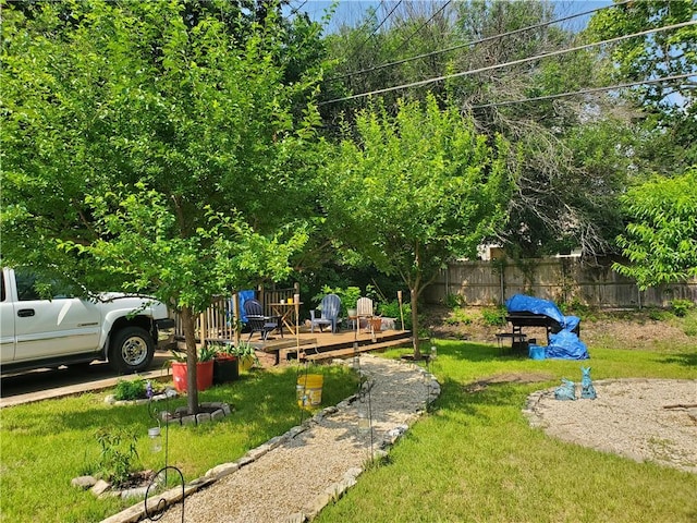 view of yard featuring a deck