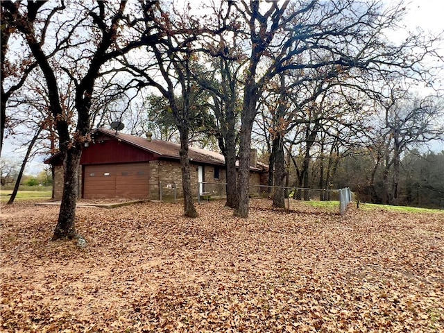 exterior space with a garage